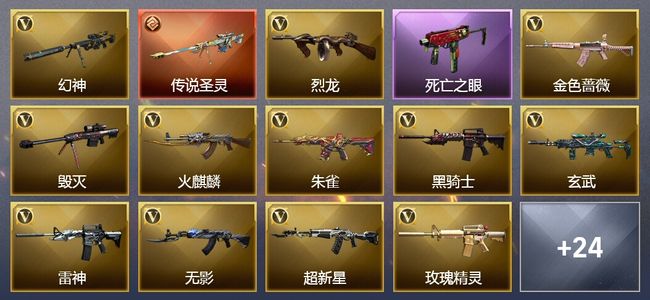 穿越火线（CF）1传说武器 1王者武器 48V武器 2V角色 16皮肤 可排位