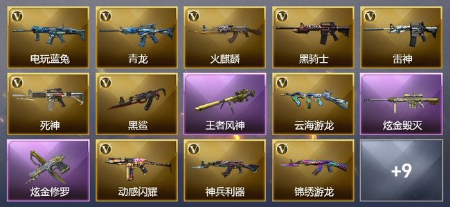 穿越火线（CF）1王者武器 2炫金武器 18V武器 9皮肤 可排位 传奇