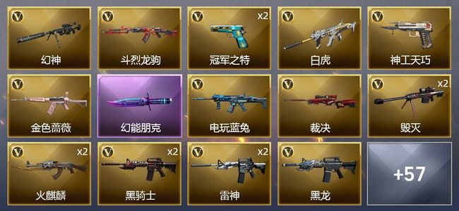 穿越火线（CF）2王者武器 1炫金武器 63V武器 4V角色 30皮肤 不可排位 宗师