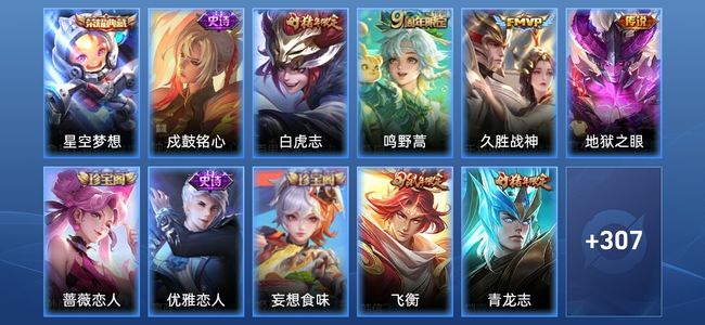 王者荣耀V6 1典藏 4传说 93史诗 319皮肤 尊贵铂金I