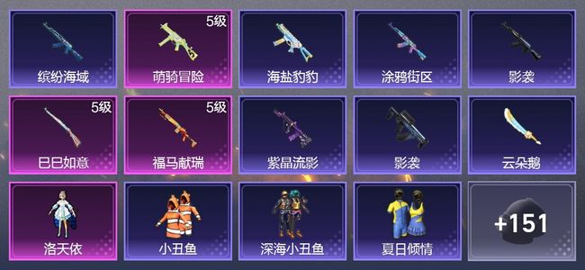 和平精英4升级枪 1粉装 1尾迹 84枪皮 86套装 23877热力 6印记 皇冠