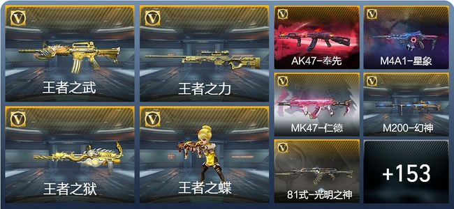 穿越火线：枪战王者V8 15王者武器 181英雄武器 5英雄角色 383万化 大师SS