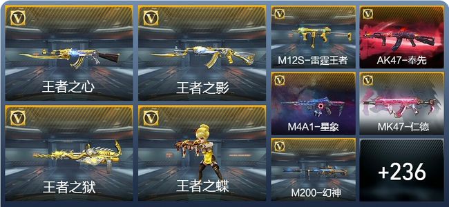 穿越火线：枪战王者V8 25王者武器 245英雄武器 9英雄角色 481万化 枪皇SSS