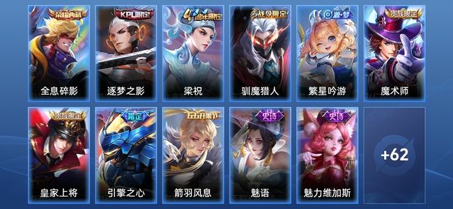 王者荣耀1典藏 20史诗 74皮肤 96英雄 永恒钻石III