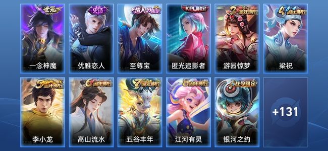 王者荣耀1传说 34史诗 143皮肤 119英雄 至尊星耀V
