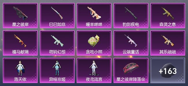 和平精英10升级枪 4粉装 2尾迹 190枪皮 99套装 50355热力 0印记