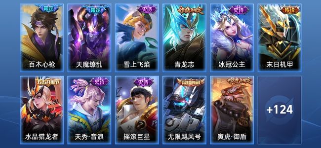 王者荣耀1典藏 2传说 45史诗 135皮肤 112英雄 荣耀黄金I