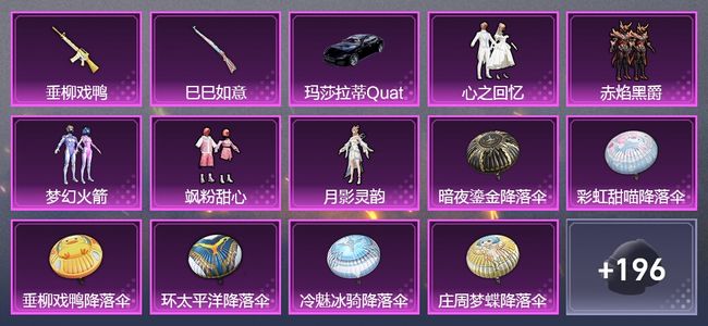 和平精英1载具 3升级枪 6粉装 1飞行器 124套装 51063热力 8印记