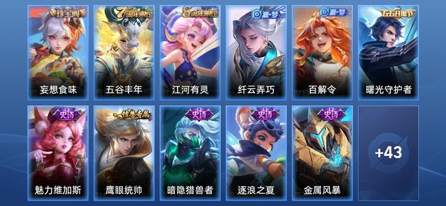 王者荣耀17史诗 54皮肤 78英雄 荣耀黄金II