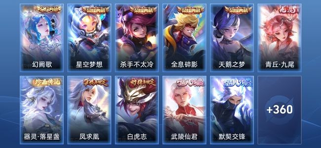 王者荣耀V10 5典藏 1无双 38传说 118史诗 371皮肤 尊贵铂金II