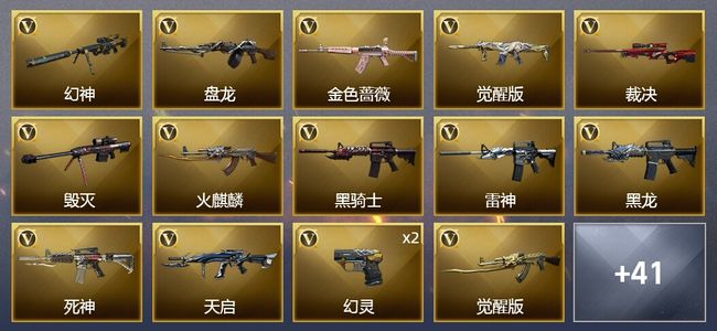 穿越火线（CF）6王者武器 2炫金武器 44V武器 2V角色 14皮肤 可排位 新锐