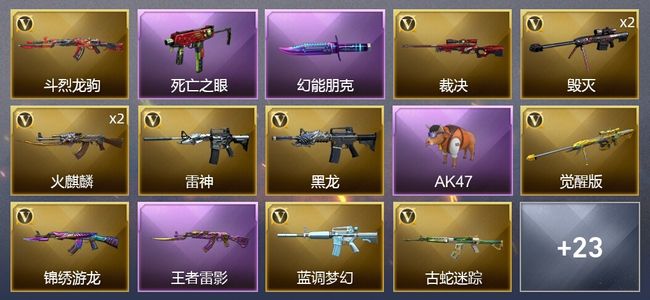 穿越火线（CF）1王者武器 29V武器 1V角色 16皮肤 可排位 传奇