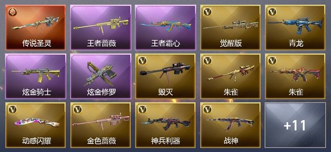 穿越火线（CF）1传说武器 2王者武器 2炫金武器 19V武器 1V角色 9皮肤 不可排位 枪王