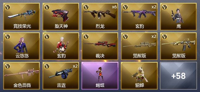 穿越火线（CF）4王者武器 3炫金武器 112V武器 3V角色 19皮肤 可排位 传奇
