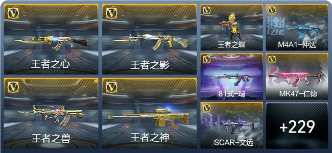 穿越火线：枪战王者V7 22王者武器 263英雄武器 6英雄角色 498万化 枪王SSS