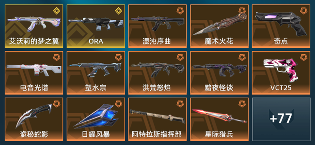 无畏契约15橙皮 2金皮 12紫皮 91皮肤 39440皮肤总价值 1285已用源晶 白银