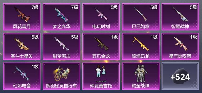 和平精英1载具 11升级枪 18粉装 289枪皮 239套装 92359热力 11印记 皇冠
