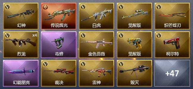 穿越火线（CF）2传说武器 7王者武器 1炫金武器 62V武器 3V角色 22皮肤 可排位