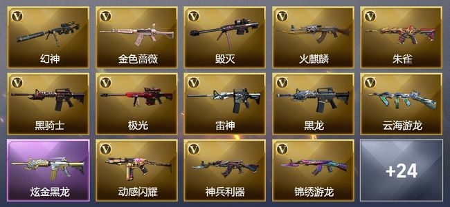 穿越火线（CF）1炫金武器 24V武器 11皮肤 可排位 新锐