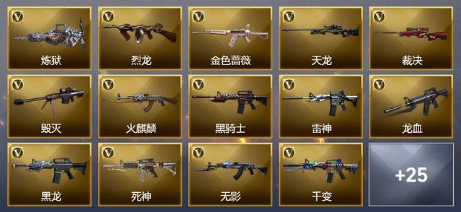 穿越火线（CF）34传说武器 5王者武器 12炫金武器 可排位