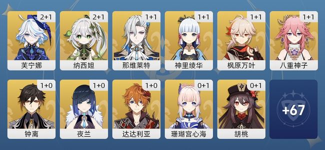 原神89黄 63角色黄 26武器黄 34五星角色 26五星武器 女主 60级