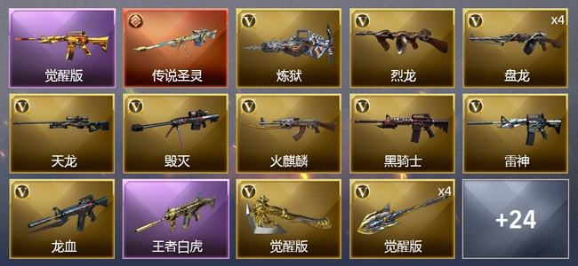 穿越火线（CF）1传说武器 2王者武器 37V武器 1V角色 14皮肤 可排位 传奇