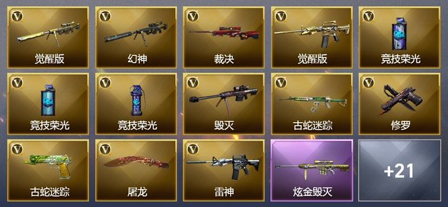 穿越火线（CF）3王者武器 1炫金武器 34V武器 2V角色 6皮肤 可排位