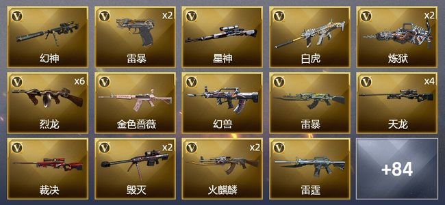 穿越火线（CF）9王者武器 7炫金武器 160V武器 8V角色 39皮肤 可排位
