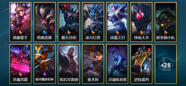 英雄联盟（LOL）1神话 2臻彩 2限定 12传说 41皮肤 6炫彩 109英雄 白银