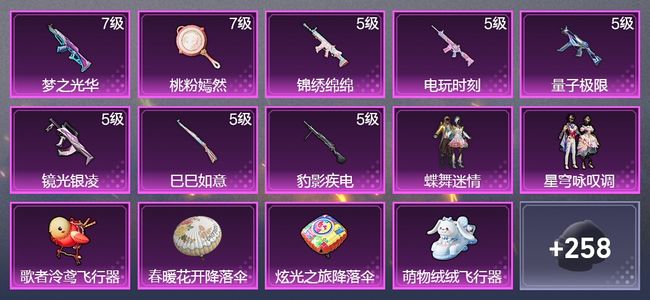 和平精英8升级枪 2粉装 2飞行器 178枪皮 101套装 49626热力 11印记 王牌