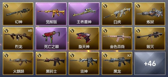 穿越火线（CF）7王者武器 3炫金武器 66V武器 1V角色 19皮肤 可排位 新锐