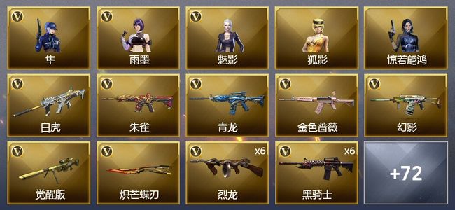 穿越火线（CF）7王者武器 4炫金武器 111V武器 6V角色 30皮肤 可排位 传奇