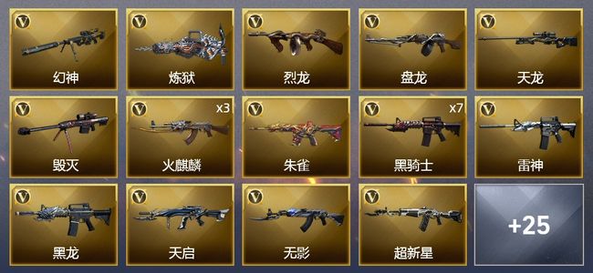 穿越火线（CF）4王者武器 3炫金武器 50V武器 14皮肤 不可排位 枪王