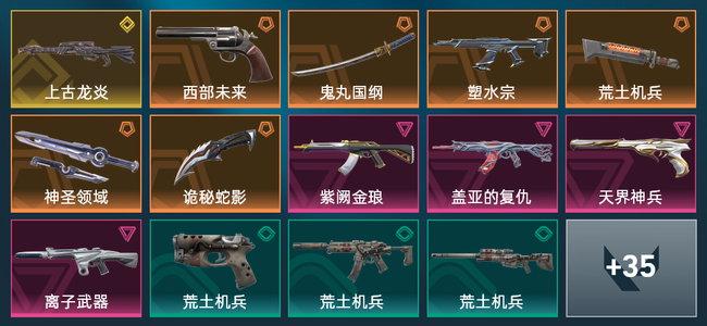 无畏契约6橙皮 1金皮 4紫皮 49皮肤 14010皮肤总价值 535已用源晶 铂金