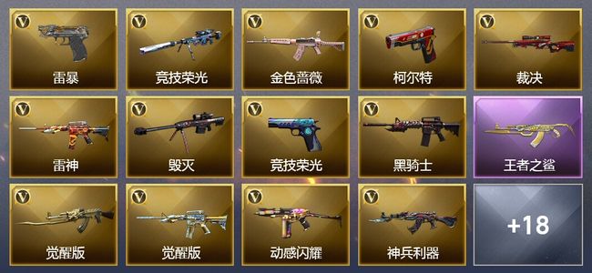 穿越火线（CF）1王者武器 33V武器 1V角色 11皮肤 可排位 传奇