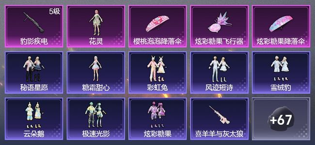 和平精英1升级枪 1粉装 1尾迹 55枪皮 28套装 13164热力 3印记 星钻