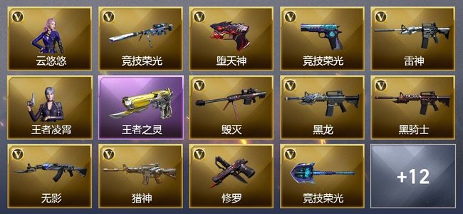穿越火线（CF）1王者武器 2炫金武器 22V武器 1V角色 7皮肤 可排位 传奇