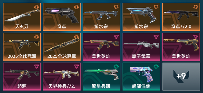 无畏契约7橙皮 5紫皮 23皮肤 21260皮肤总价值 705已用源晶 黄金