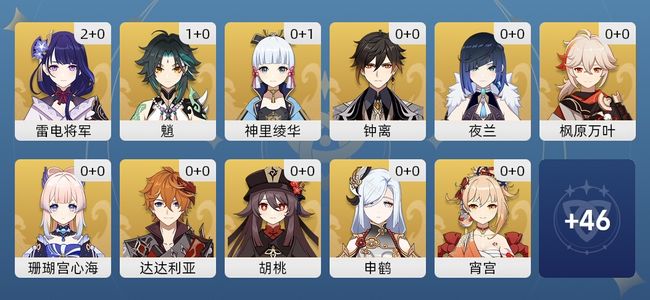 原神39黄 29角色黄 10武器黄 20五星角色 8五星武器 女主 59级