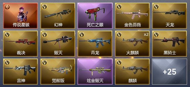穿越火线（CF）1传说角色 1王者武器 1炫金武器 35V武器 2V角色 15皮肤 可排位 新锐
