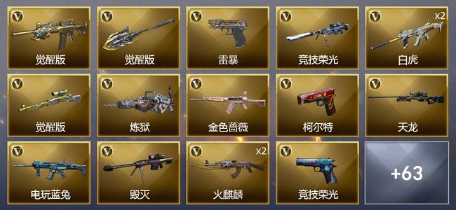 穿越火线（CF）1炫金武器 90V武器 4V角色 43皮肤 可排位 传奇
