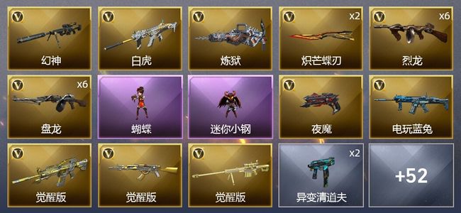 穿越火线（CF）1炫金武器 59V武器 1V角色 13皮肤 可排位 新锐