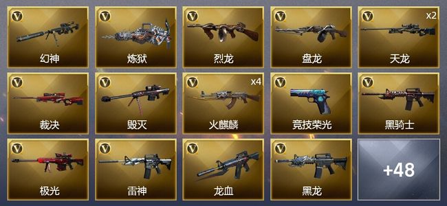 穿越火线（CF）5王者武器 3炫金武器 56V武器 2V角色 18皮肤 可排位 新锐
