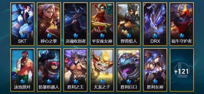 英雄联盟（LOL）4臻彩 14限定 17传说 134皮肤 23炫彩 171英雄 白银