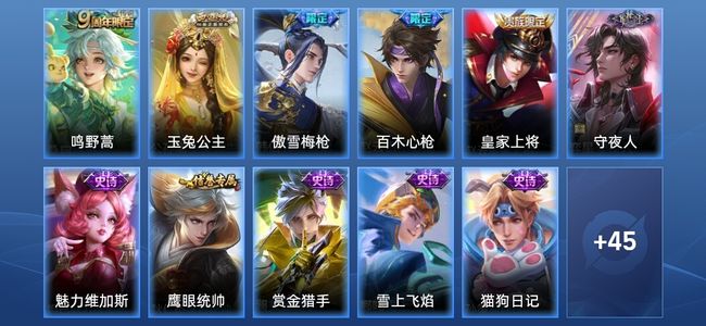 王者荣耀V5 1传说 13史诗 56皮肤 永恒钻石II