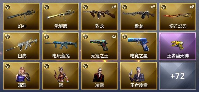 穿越火线（CF）6王者武器 2炫金武器 105V武器 5V角色 26皮肤 可排位 枪王