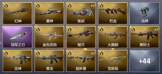 穿越火线（CF）1炫金武器 47V武器 5V角色 16皮肤 可排位 枪王