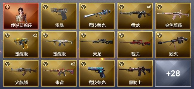 穿越火线（CF）1传说角色 2王者武器 67V武器 3V角色 10皮肤 可排位 精英