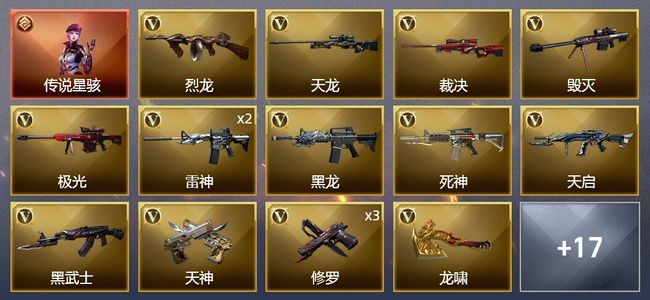 穿越火线（CF）1传说角色 1王者武器 27V武器 3V角色 3皮肤 可排位 新锐