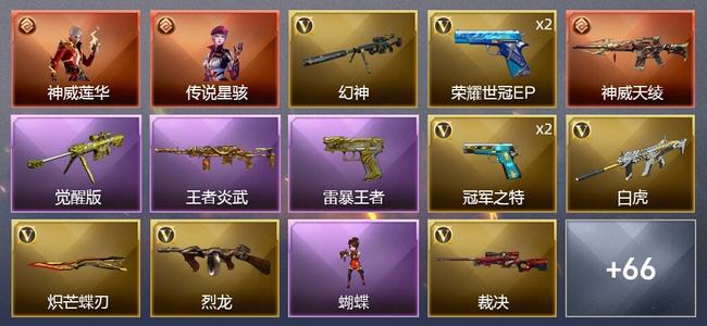 穿越火线（CF）2传说角色 1传说武器 13王者武器 70V武器 4V角色 16皮肤 可排位